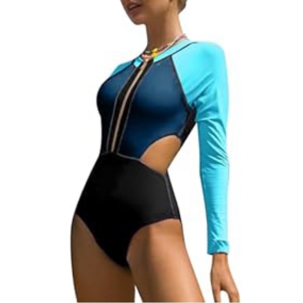 Long Sleeve Cut Out Rashguard Onepiece Women’s Swimsuit